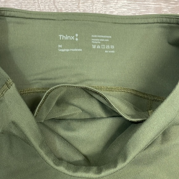 Thinx Moderate Absorbency Activewear Leggings High Rise Pockets Kale Green M - Picture 13 of 15